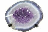 Agate & Amethyst Jewelry Box Geode With Metal Stand #116282-1